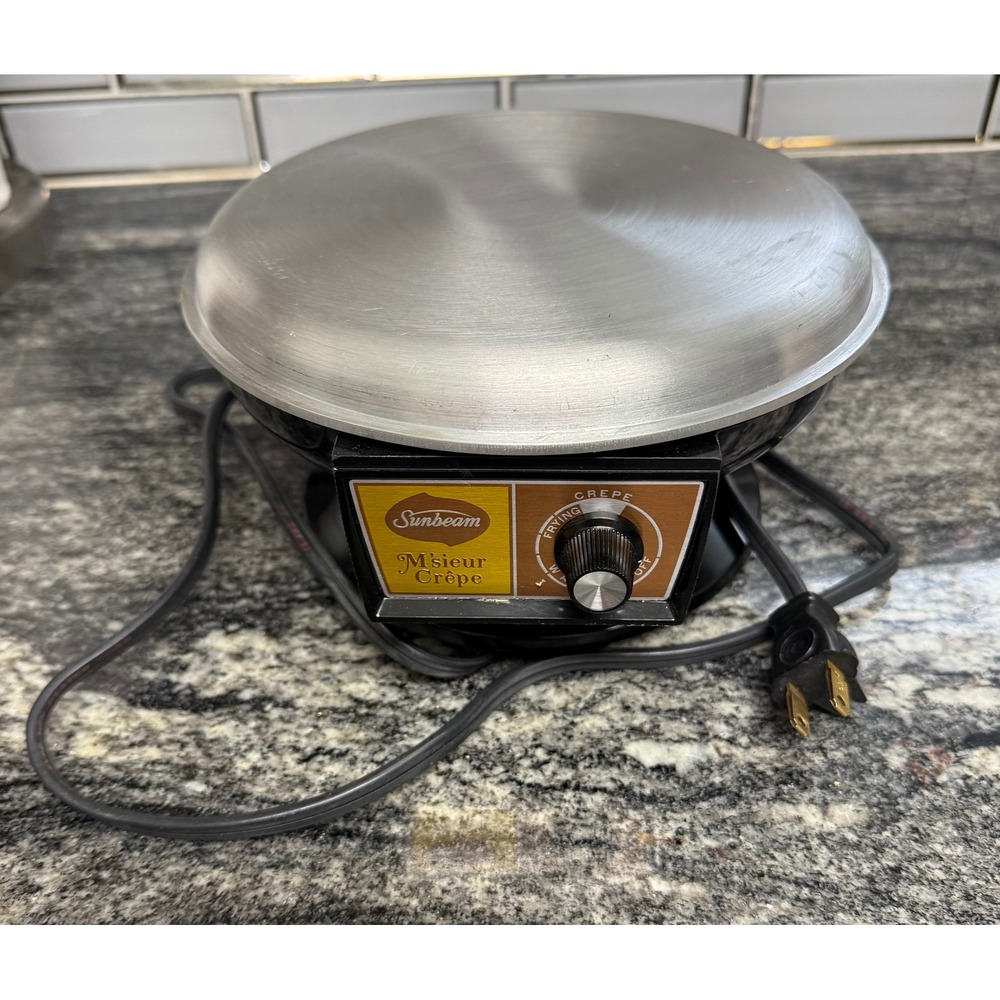 Vintage Sunbeam Msieur Crepe Electric Crepe Maker Frying Pan Working